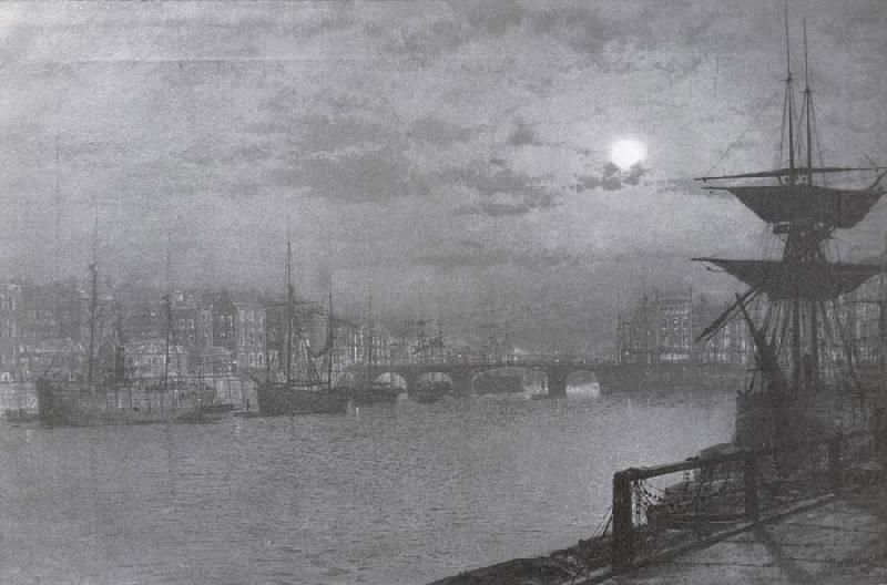 Baiting the Lines,Whitby, Atkinson Grimshaw